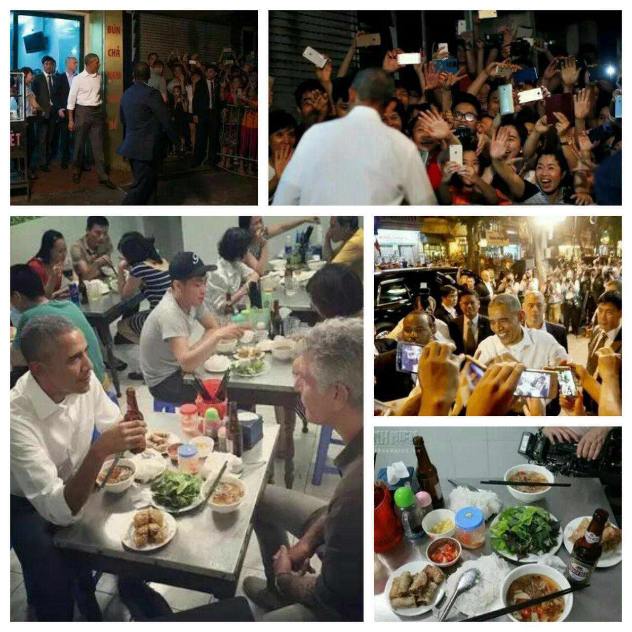 باراک اوباما که سفری تاریخی برای نخستین بار پس از جنگ ویتنام در سال 1965 به این کشور سفر کرده است، شب گذشته شام را در رستورانی محلی در هانوی پایتخت این کشور صرف کرد.